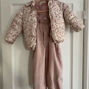 H&M Floral Puffer Jacket and Pink Snowsuit Set